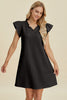 Double Take Full Size Ruffled V-Neck Cap Sleeve Dress