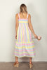 VERY J Striped Woven Smocked Midi Cami Dress