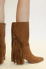 Beast Fashion Suede Fringe Point Toe Boots