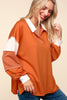 Haptics Color Block Exposed Seam Long Sleeve Top