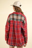 VERY J Contrast Plaid Raw Detail Shirt