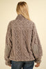 VERY J Fuzzy Fleece Half Zip Cable Pattern Sweatshirt