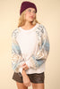 VERY J Printed Long Sleeve Round Neck Knit Top