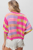 BiBi Multi Color Striped Round Neck Knit Top