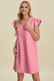 Double Take Full Size Ruffled V-Neck Cap Sleeve Dress