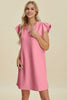 Double Take Full Size Ruffled V-Neck Cap Sleeve Dress