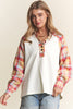 J.NNA Plaid Contrast Button Down Henley Top