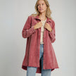 Umgee Raw Hem Button Down Denim Jacket with Chest Pockets