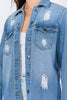 American Bazi Distressed Frayed Hem Denim Jacket