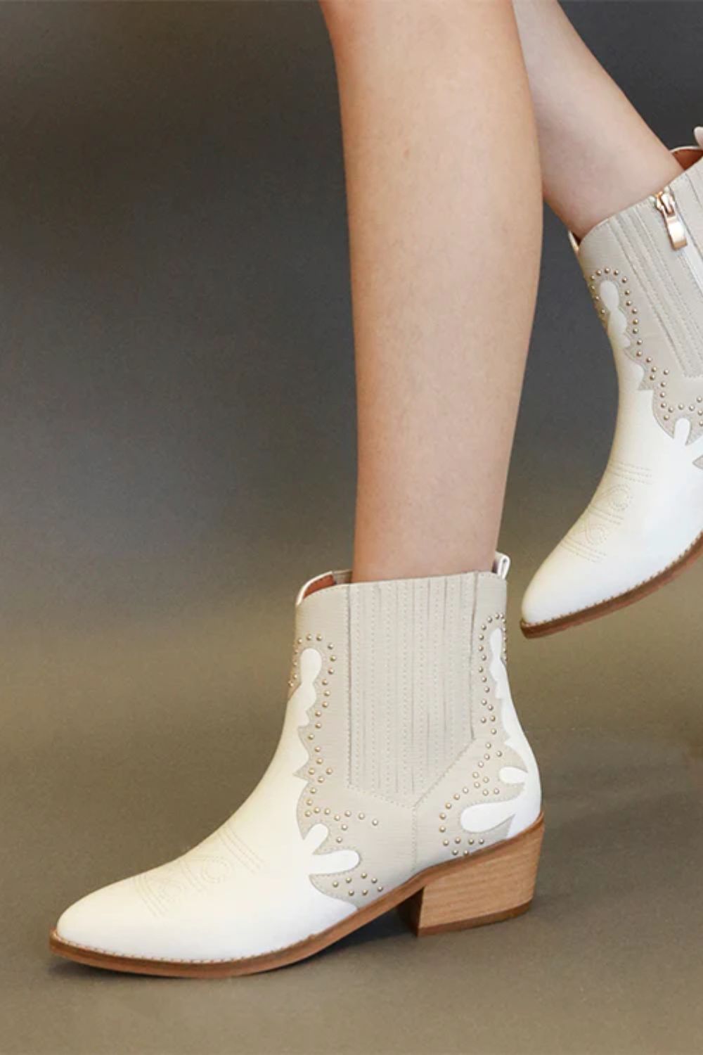 Beast Fashion Studded Detail Point Toe Boots