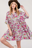 SAGE + FIG Floral Button Down Mini Shirt Dress