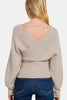 Zenana Cross Wrap Rib Long Sleeve Sweater