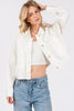 bytos Button Down Cropped Denim Jacket with Patch Pockets