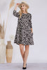 Celeste Full Size Leopard Three-Quarter Sleeve Dress with Pockets