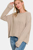 Zenana Asymmetric Hem Drop Shoulder Sweater