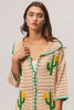 BiBi Edge Stitched Cactus Patch Sweater Cardigan