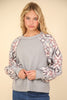 VERY J Printed Long Sleeve Round Neck Knit Top