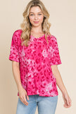 BOMBOM Leopard V-Neck Short Sleeve T-Shirt