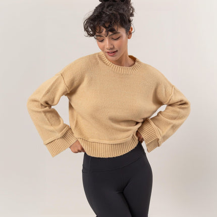 HYFVE Round Neck Dropped Shoulder Ribbed Sweater