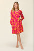 Double Take Full Size Printed Ruffle Hem Dress with Pocket