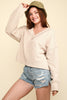 VERY J Exposed Seam V-Neck Ribbed Knit Top