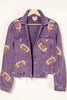 BiBi Football Sequin Embroidery Washed Corduroy Jacket