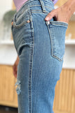 Judy Blue Full Size Distressed Raw Hem Bootcut Jeans