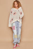 POL Floral Pattern Hooded High-Low Sweater