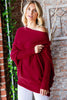 First Love Full Size Asymmetrical Hem Dolman Sleeve Sweater