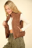 VERY J Zip Up Padded Corduroy Puffer Vest