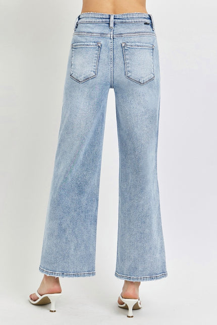 RISEN Full Size Tummy Control High Rise Crop Wide Leg Jeans