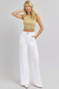 RISEN Full Size Tummy Control Double Button Wide Leg Jeans