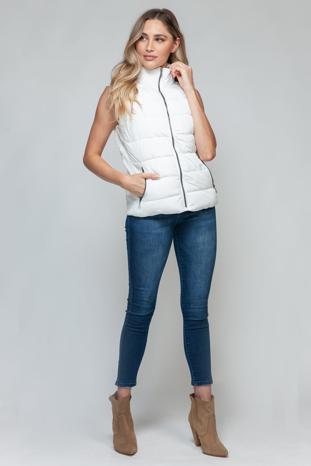 Snobbish Zip Up Turtleneck Vest with Pockets