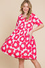 BOMBOM Flower Print Ruched Dress