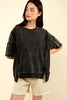 VERY J Round Neck Exposed Seam Slit T-Shirt