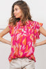 BiBi Smocked Yoke Ruffled Floral Top