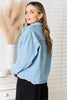 Double Take Dropped Shoulder Raw Hem Denim Jacket